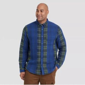 Houston White Jacquard Plaid Flannel Button Down Size XL 100% Cotton NWT